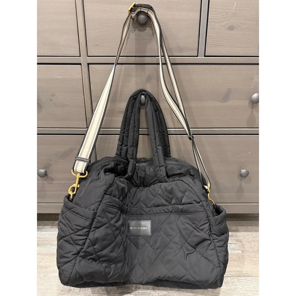 Marc Jacobs Quilted Nylon Weekender Travel Bag Black Baby Diaper Bag